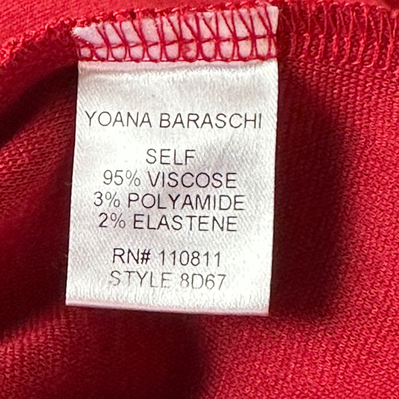 Yoana Baraschi Anthro Red Bodycon Dress Career Party Pockets Cap Sleeve Size 6 - Picture 9 of 10